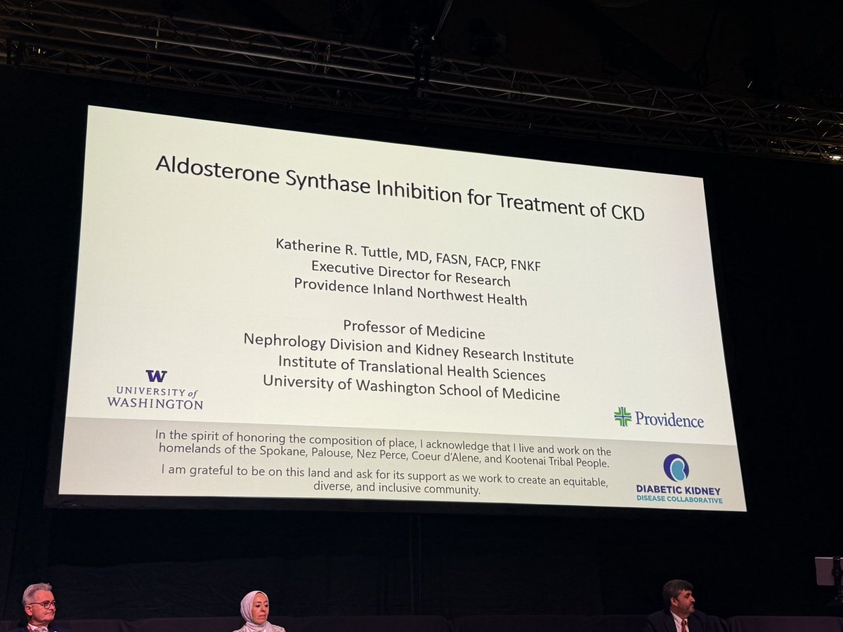 ERAkidney's tweet photo. Next from hall 3b, open you mind session 
@KatherineTuttl8 talking about aldosterone synthase inhibition (ASI) for treatment of CKD #ERA26

📍 Inflammation and fibrosis are key final drivers of CKD progression

📍Aldosterone promotes kidney and cardiovascular injury beyond BP effects

📍MRAs target these pathways, but hyperkalemia limits use

📍Potassium binders may enable safer MRA therapy