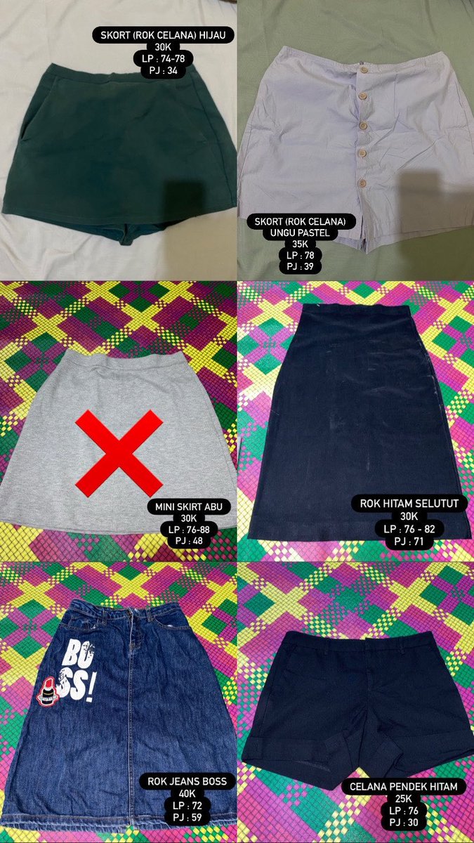 latteeland's tweet photo. wts rok celana skort, celana pendek celpen, mini skirt, rok jeans, rok panjang. boleh nego tipis ya. detailnya boleh dm 😍🫰🏻 https://t.co/P8Js7T83HD