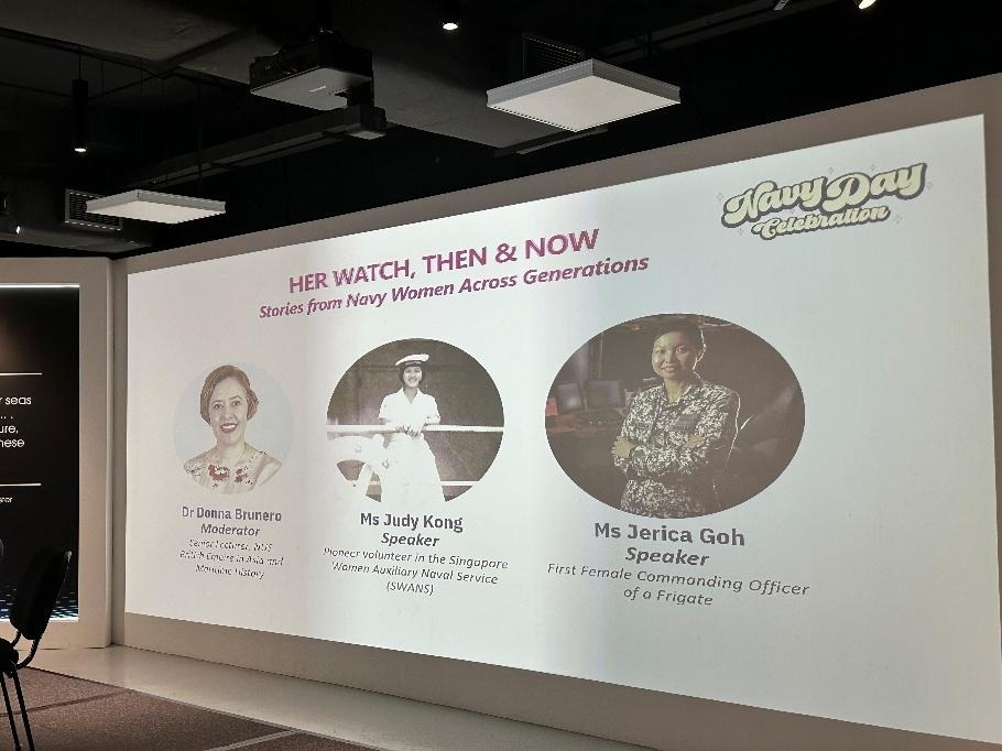 NUSHistory's tweet photo. During Singapore Navy Day celebrations, Donna Brunero spent two afternoons at the Singapore Navy Museum on 1 and 2 May, moderating a panel on women at sea with Judy Kong and Jerica Goh. Goh, Singapore’s first female frigate commander. https://t.co/eVraY9EM4x