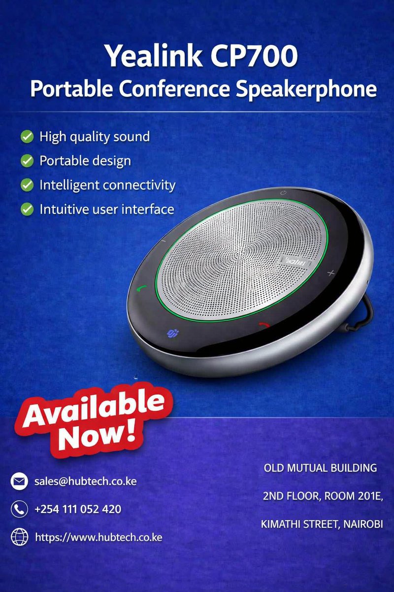 HubtechS's tweet photo. You don’t realize how much clear communication matters until you lose it.   Many have lost big deals because of poor audio, missed words, or awkward silences. Don’t let that be your story. Get yourself a yealink CP700 P from our store  using  the link https://t.co/vwbkyVmONr https://t.co/CK0kaSWXLk