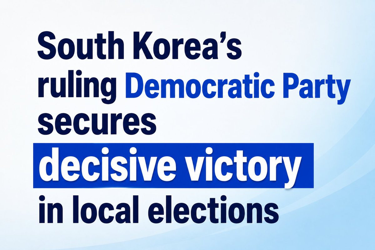 Newspointtv's tweet photo. S. Korea's ruling party secures landslide victory in local elections https://t.co/UbUAg9jMfk