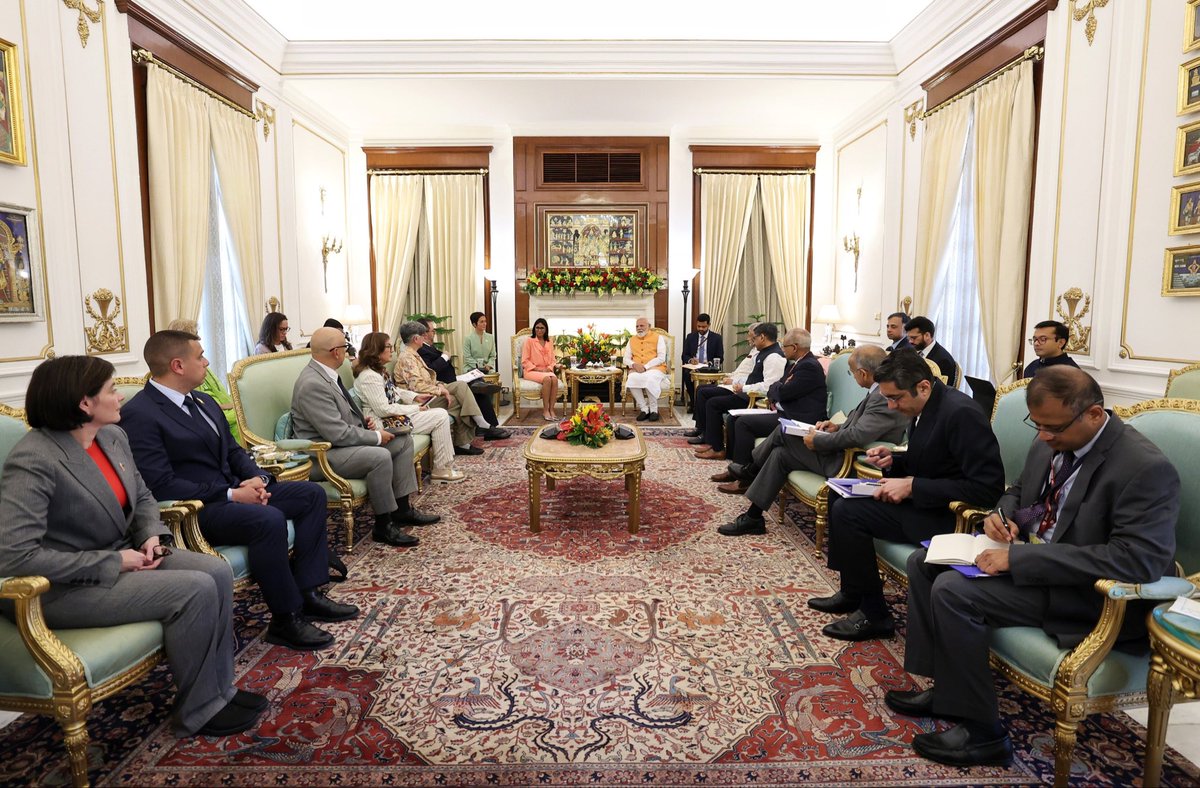 MEAIndia's tweet photo. PM @narendramodi held wide-ranging discussions with Acting President Delcy Rodríguez of Venezuela today.

The leaders reviewed the full spectrum of bilateral relations and explored new avenues of cooperation in energy, trade, investment, healthcare, automobiles among others.

The leaders also exchanged views on global & regional issues of mutual interest.

Both sides reaffirmed their commitment to deepening the bilateral partnership and advancing the interests of the Global South.