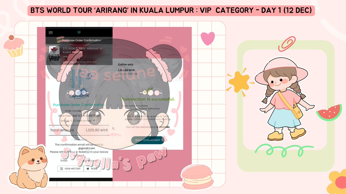 laaselune's tweet photo. alhamdulillah, yay! laa selune secured a vip category (row p) ticket for bangtan concert day 1 at live nation presale ᥫ᭡!

ㅤㅤㅤㅤㅤㅤㅤ   ࣪ ִֶָ☾.  03 | BTS
ㅤㅤㅤㅤWORLD TOUR ‘ARIRANG’
ㅤㅤㅤㅤㅤㅤ  in Kuala Lumpur

ㅤㅤㅤᓚ₍ ^. .^₎.ᐟ  … #laaseluneproofs
ㅤ https://t.co/7pToqOI52A