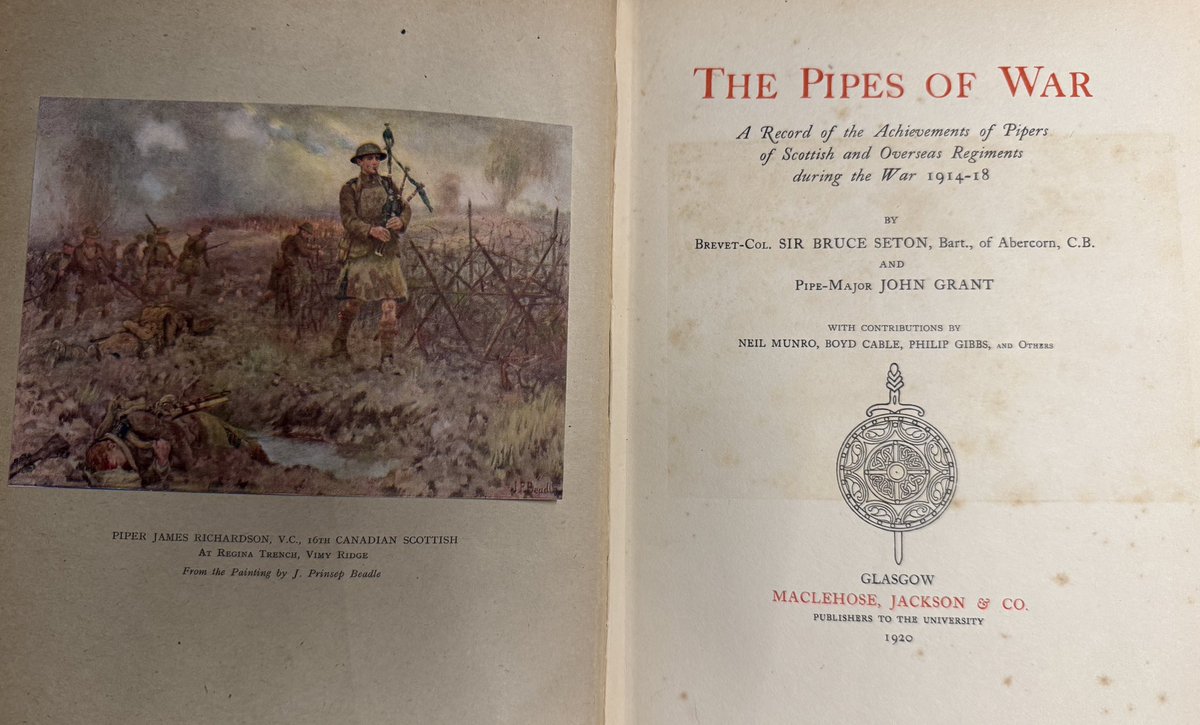 GreatWarHuts's tweet photo. Another great find this week was a 1920 first edition of ‘The Pipes of War’, an extraordinary book covering the history of bagpipes, stories of regimental Pipers, records of individual battalion Pipers (including Laidlaw, whose Bible we hold), individual awards for gallantry…
1/ https://t.co/tKwtWKU2Gq