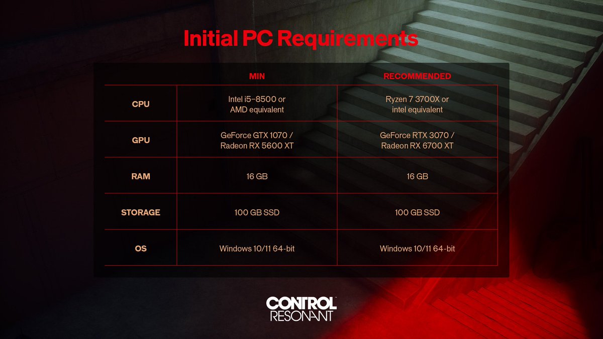 Turkmmo's tweet photo. CONTROL Resonant PC sistem gereksinimleri ⤵️ https://t.co/VB3EosM5gp