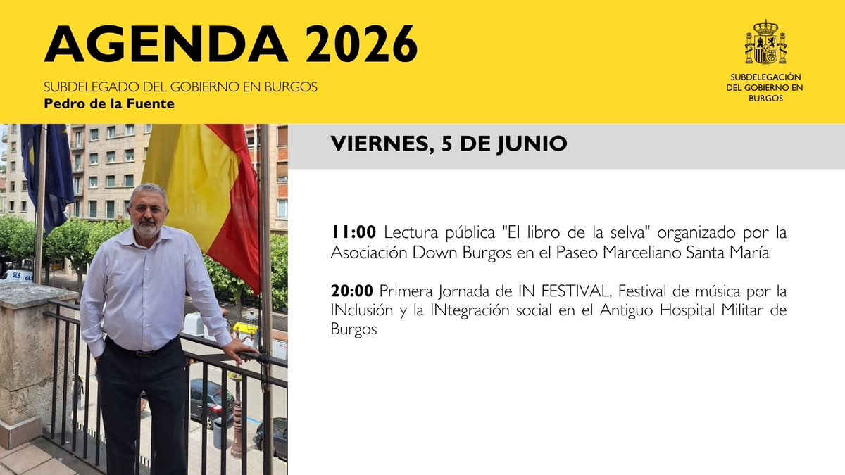 SubGobBUR's tweet photo. 🗓️ Ya puedes consultar la #agenda de hoy del subdelegado del Gobierno en Burgos, Pedro de la Fuente https://t.co/Gp1fFqtMFM
