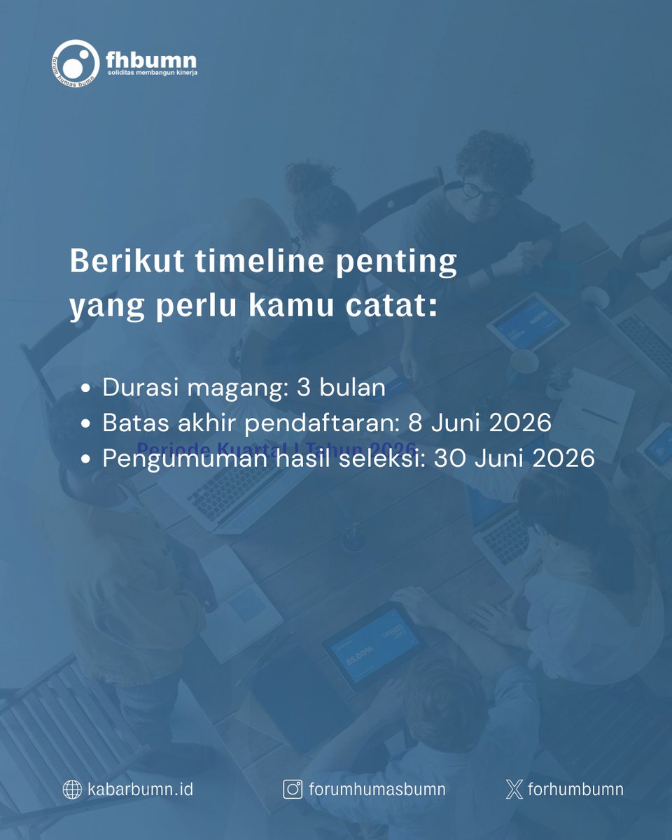 ForHumBUMN's tweet photo. Pelindo membuka program magang bersertifikat Batch 3 Tahun 2026 untuk posisi di Divisi Pelaporan Keuangan dan Perpajakan, Department Perbendaharaan. Program ini berlangsung secara onsite di Kota Surabaya dengan durasi tiga bulan. https://t.co/w85nC5nywW