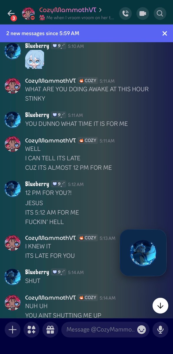 ALocalBlueberry's tweet photo. Amazing conversation with @NxCozy 😂

This is what a close friendship conversation looks like with me lmfao https://t.co/gK7Mcdvqhy