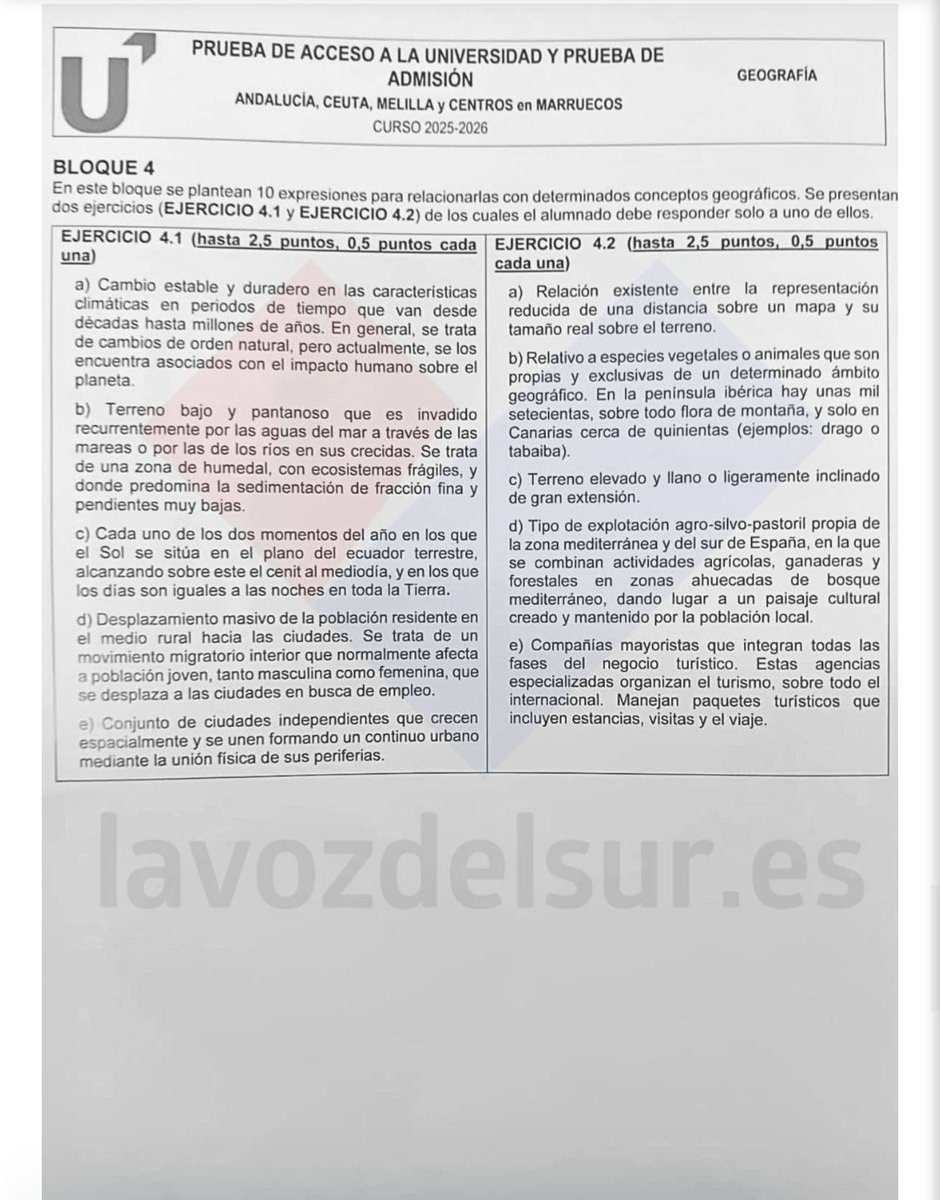 Pablito29737100's tweet photo. Examen de la Pau de Andalucía de geografía 2026 https://t.co/e26GHz9yxC