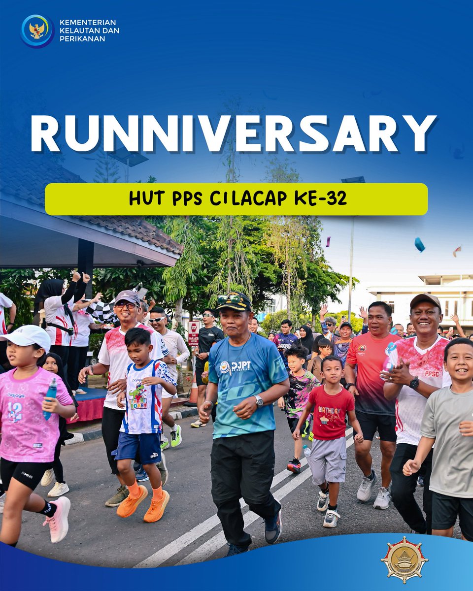 ppscilacap's tweet photo. "Runniversary HUT ke-32 PPS Cilacap 🏃‍♂️✨ Langkah sehat, semangat positif, dan kebersamaan! Selamat ulang tahun, semoga terus maju &amp; berjaya bagi perikanan Indonesia. 🇮🇩⚓" https://t.co/0zPsRV9OzO