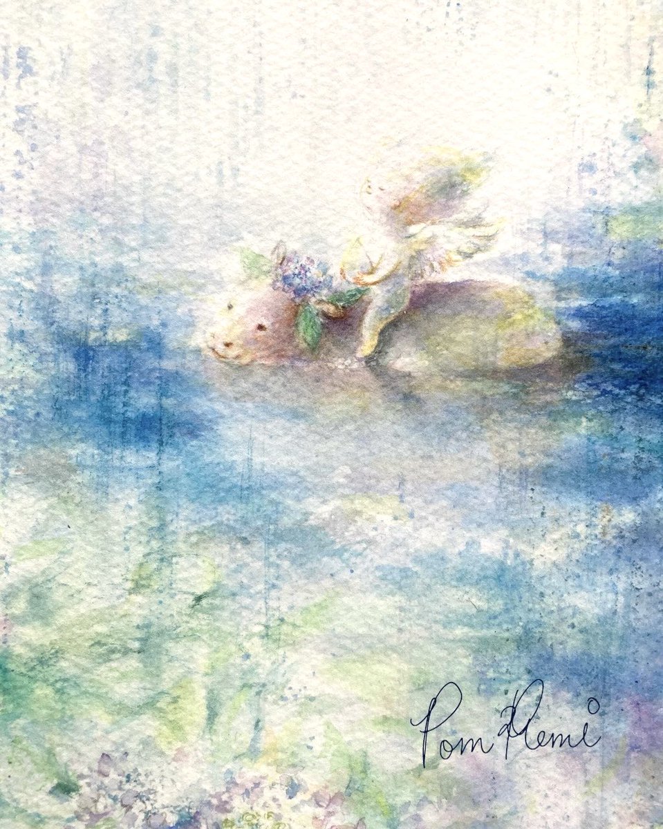 pomremitter's tweet photo. #カバ #雨 #アナログ絵 https://t.co/FJpgCPapFu