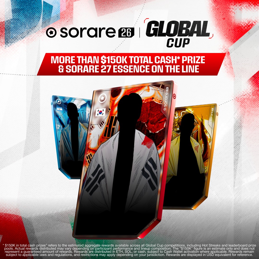Sorare's tweet photo. 🔥 Global Cup Boards are NOW OPEN!

Start building your squad, earn Sorare 27 Essence, and compete for your share of the $50,000 Group Stage prize pool 🌍

The Super Rare &amp; Unique Leaderboards are live too 👀

The wait is almost over. Scout wisely &amp; Conquer the Global Cup 🏆