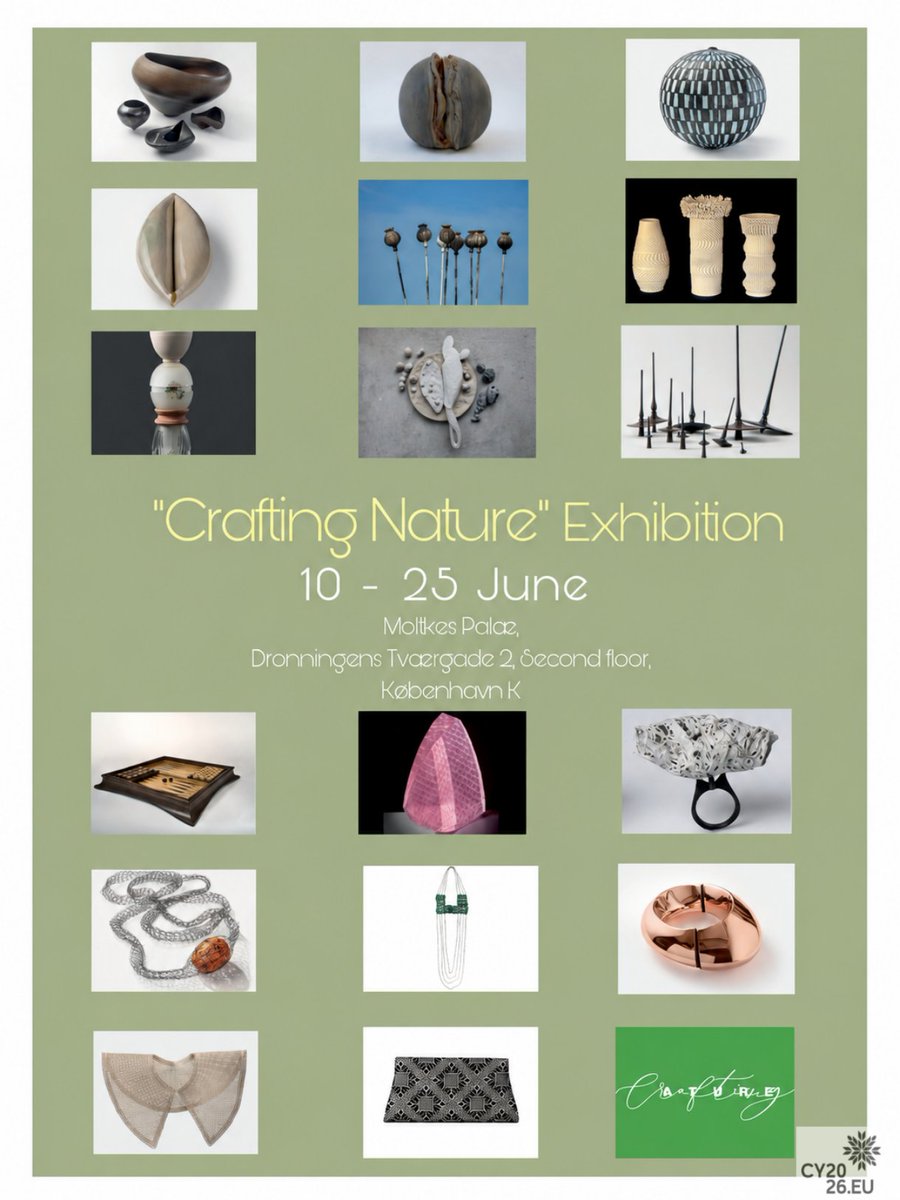 CyprusinDenmark's tweet photo. The Embassy of Cyprus in CPH welcomes you to exhibition Crafting Nature, which presents art by Cypriot artists who engage with materials deeply connected to the land https://t.co/8YuXr5LAGS