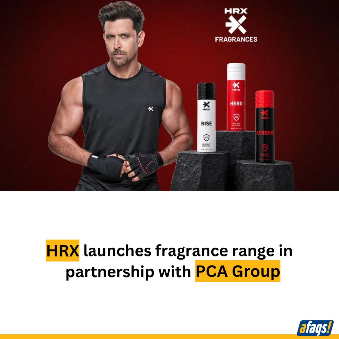 afaqs's tweet photo. .@hrxbrand has entered the personal fragrances category with the launch of a new range in partnership with PCA Group.
More here: https://t.co/H0Q6vA4saD
#HRX #HrithikRoshan #AfsarZaidi #PCAGroup #Fragrances #PersonalCare #BrandExtension #Marketing #Retail #D2C https://t.co/tpiCGmrweI