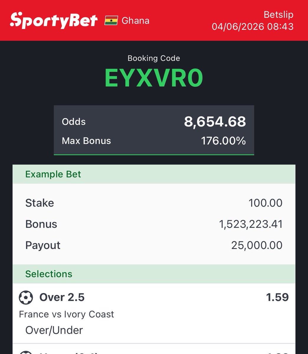 congratsodds's tweet photo. 8K odds 👍

Booking code: EYXVR0 https://t.co/v2WwGhX7PJ