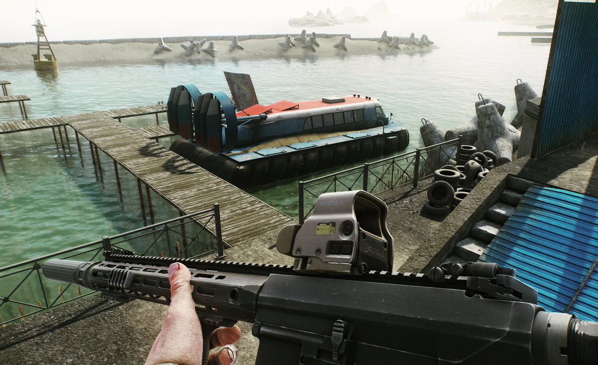 domontovich's tweet photo. look at this dude 

You can transit from both sides now: 

› near the tires, for those who got tired (lol) of AGS and snipers

› or from the other side if you enjoy a little extra spice during transit 🌶️

#EscapefromTarkov #EfT #タルコフ https://t.co/TsctxlPdJj