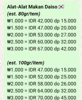 squbidu_'s tweet photo. [OPEN PO] ALAT-ALAT MAKAN 🍴🥢 by DAISO 🇰🇷

💸 Harga di gambar

📍Tangerang

🗓 CLOSE PO :  Until Sold
✔️ BERSIH INA (est. 200gr)
✔️ grup order wa &amp; line
✔️ DM

t. wts lfb ina want to sell daiso garpu sumpit sendok https://t.co/rKCJgkSqba