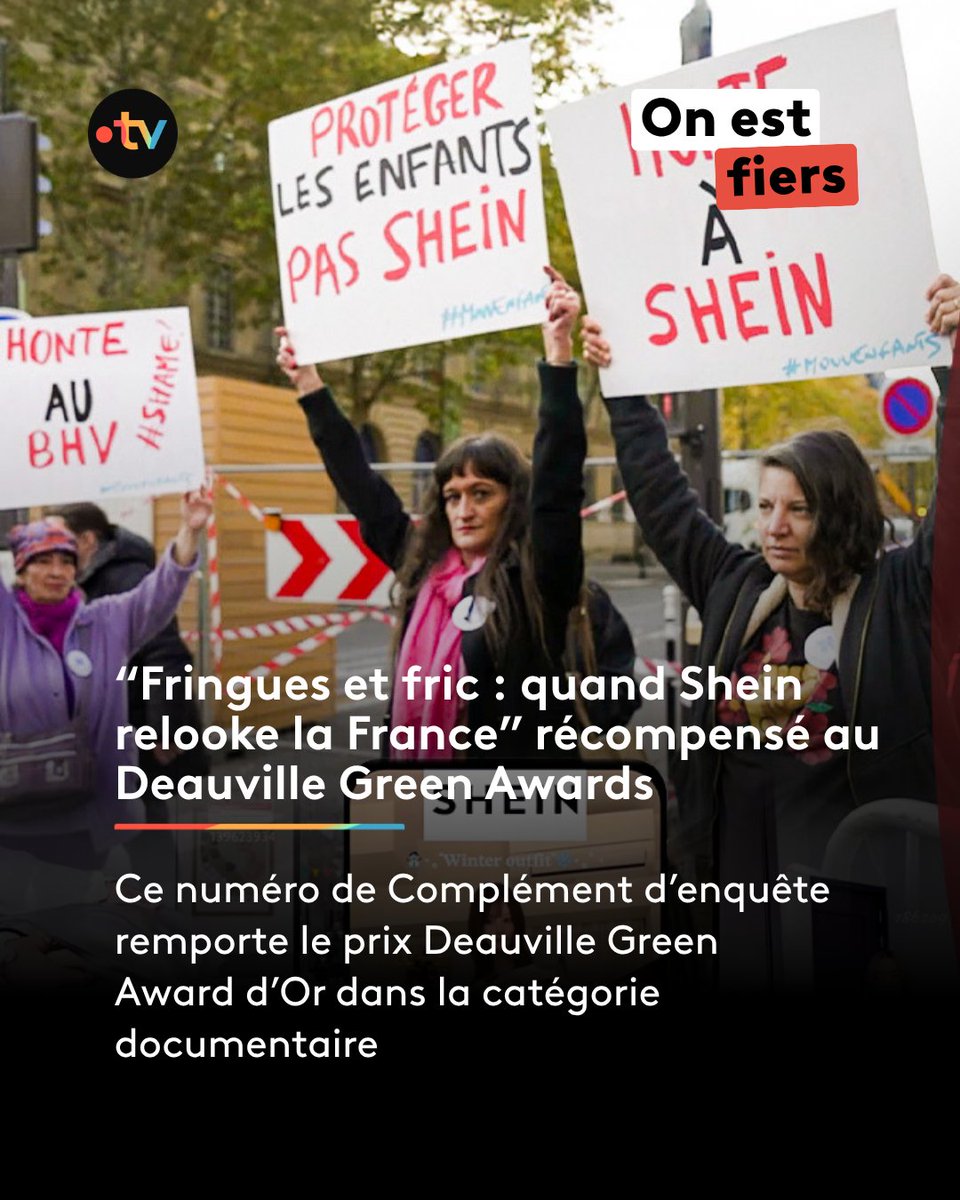 Francetele's tweet photo. 🏆 Deux prix au Deauville Green Awards pour @Francetele !   

"Fringues et fric : quand Shein relooke la France", numéro de @Cdenquete, et "L’aigle Hokkaido", format de @13h15 le samedi, ont été récompensé.  

Bravo aux équipes pour leur engagement et la qualité de leur travail. 👏