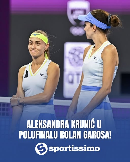 Duki07202's tweet photo. Srpska teniserka Aleksandra Krunić se u paru sa Kazahstankom ruskog porekla Anom Danilinom plasirala u polufinale Rolan Garosa pobedom nad Elenom Peres i Demi Skurs sa 6:2, 7:6 (6) 👏👏👏🍀💪💪💪 https://t.co/X4iqiU1oUn