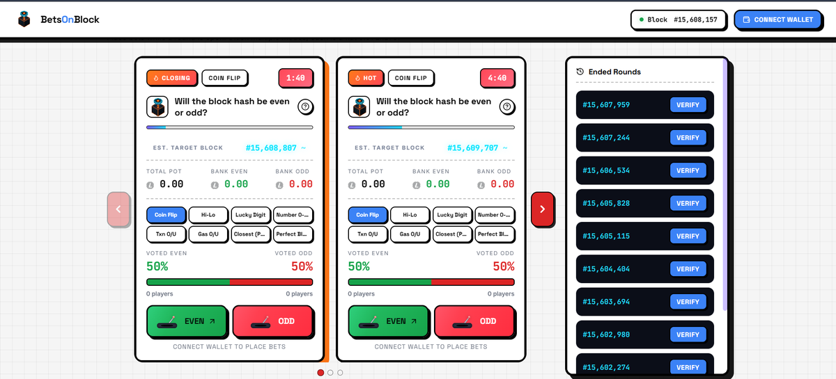 betsonblock's tweet photo. 🎲 Introducing BetsOnBlock

Bet on the next LiteForge block. 
Every outcome decided by the chain  not us.

8 game modes. Real zkLTC payouts. 100% verifiable.
 https://t.co/Y4iDpRtzfj

#LiteForge #LitVM #Web3 @LitecoinVM https://t.co/WfL0WwNcta