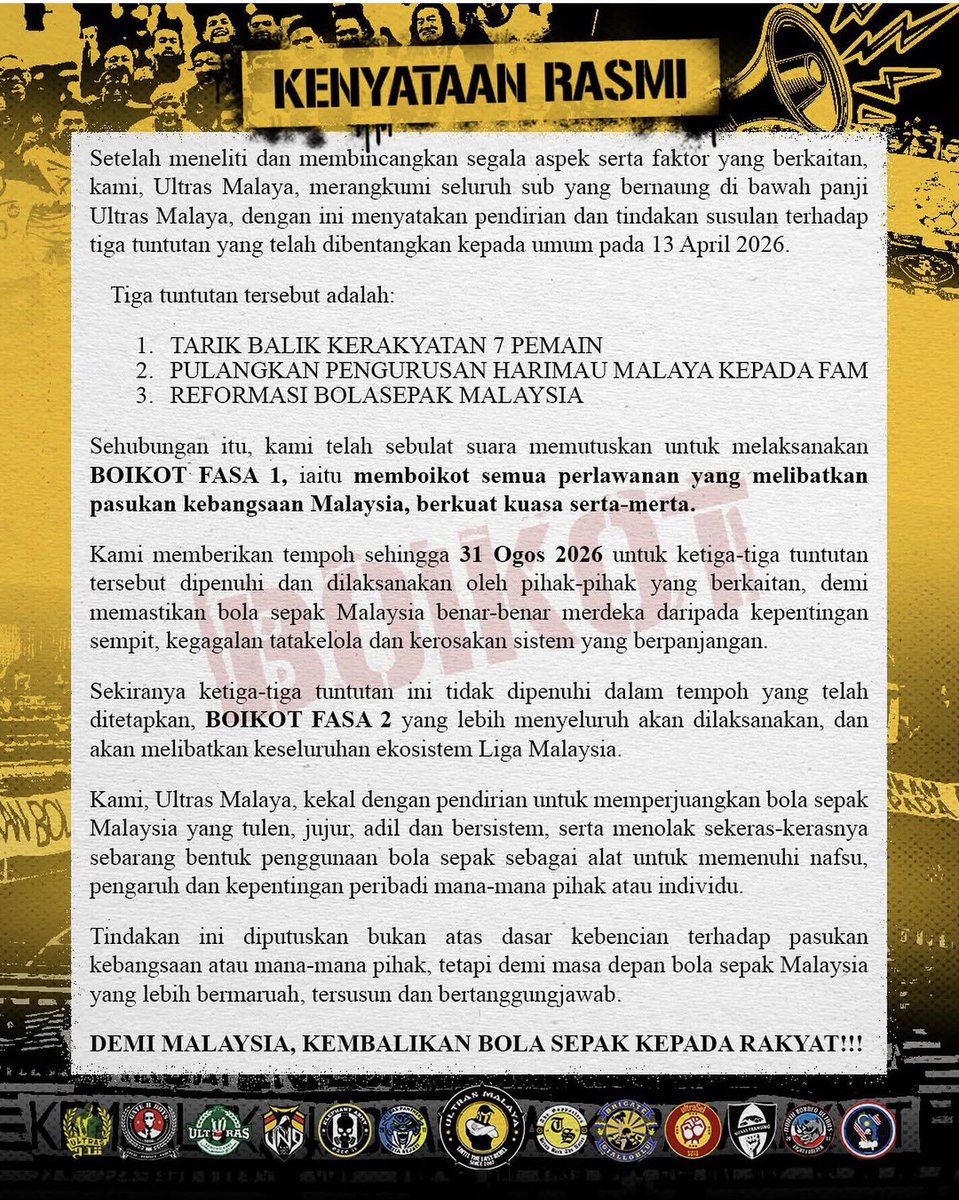 rdh8tv's tweet photo. Kenapa AFC cakap benda sama macam salah satu tuntutan Ultras Malaya ni? Adakah AFC juga UltraSel? 🤭

UM = uS = AFC! 🤣

#KembalikanBolaSepakKepadaRakyat https://t.co/AfITvC6owl