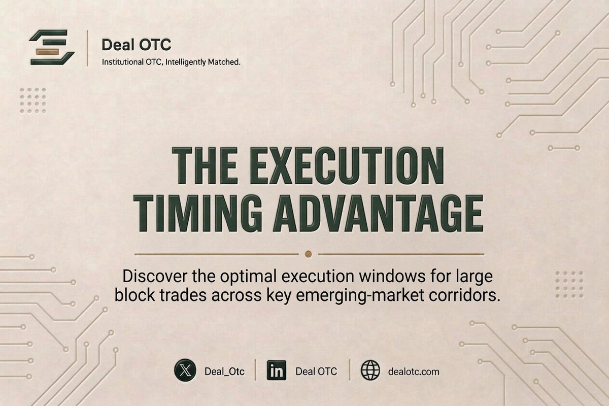 Deal_Otc's tweet photo. When do liquidity and execution conditions peak across emerging-market corridors?

We analyzed Q1 2026 volume data to find out.

Read more:
https://t.co/rdQb4iXqX5

#OTCMarkets #EmergingMarkets #DigitalAssets https://t.co/2PlUOZCfh7