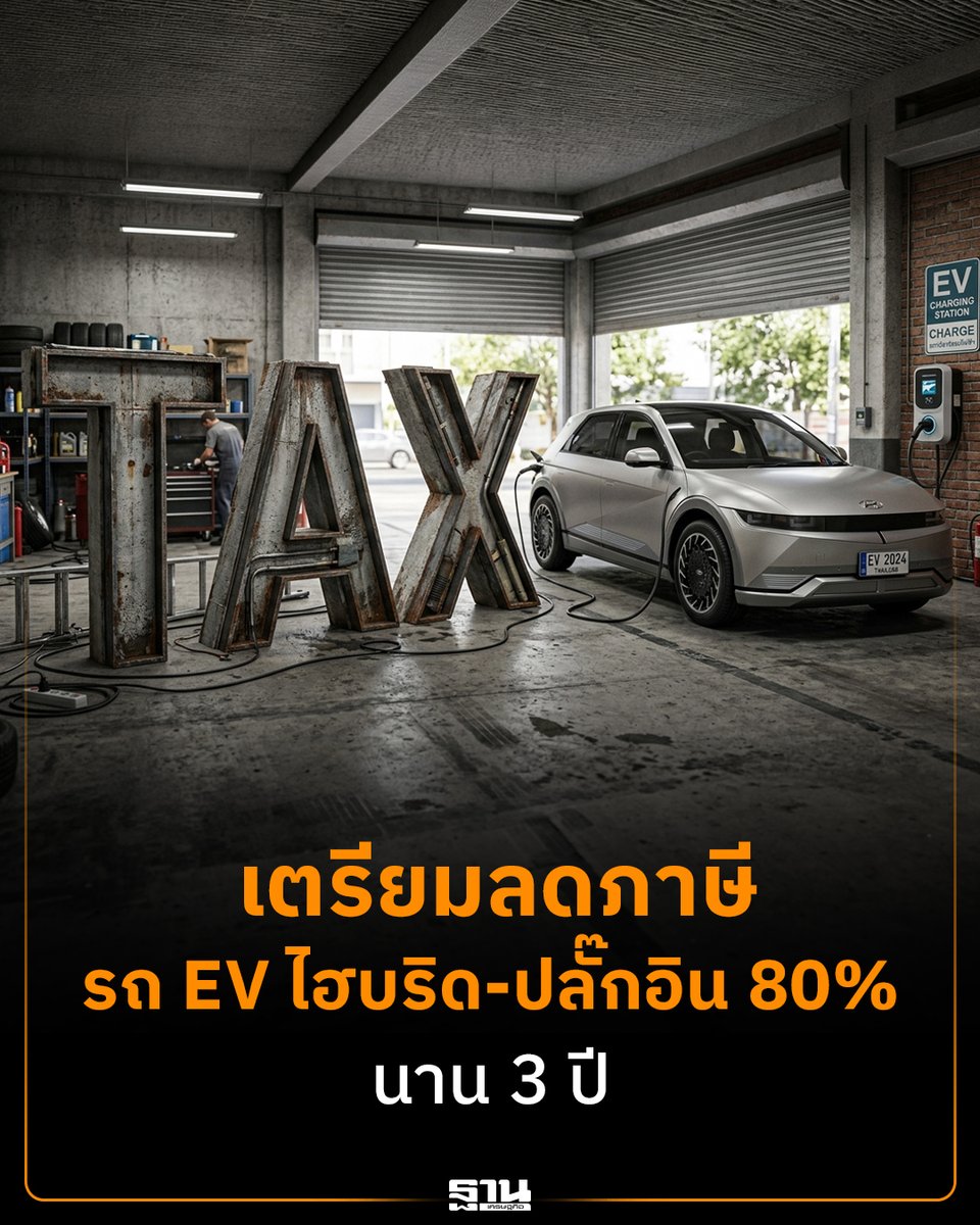 Thansettakij's tweet photo. ข่าวดีคนใช้รถไฮบริด-ปลั๊กอินไฮบริด! กรมการขนส่งทางบก เตรียมลดภาษีรถประจำปี 80% นาน 3 ปี หวังช่วยลดค่าครองชีพ พร้อมหนุนการใช้ยานยนต์พลังงานสะอาด
.
อ่านรายละเอียดทั้งหมดได้ที่ 👉 [https://t.co/DzncL09HpK]
.
#ภาษีรถยนต์ #รถไฮบริด #PlugInHybrid #รถEV #ฐานเศรษฐกิจ https://t.co/wQmxTI78cG