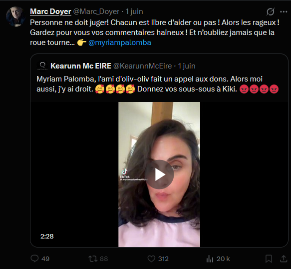 Veritiste's tweet photo. @Marc_Doyer m’a bloqué, lui qui est censé se battre pour la liberté d’expression.

Une personne que je soutenais, à mon niveau, dans son combat.

👉 Quel en est la raison ?

➡️ Est-ce parce que j’ai demandé que @MyriamPalomba cherche un travail comme tout le monde pour vivre ? Qu'elle à prétendu avoir pour but une cagnotte de 3 500 euros et qui l'a laisse grimpée ? 

➡️ Est-ce parce que j’ai dénoncé le recrutement par @Tocsin_Media l' ami de Jacques Attali, @andrebercoff, qui défend le comportement pédophile de Brigitte Macron ? ( vidéo plus bas )

➡️ Est-ce à cause du titre abject publié par @Tocsin_Media «Clémence et Guy apprennent en direct le décès de Christine Cotton » ? Vidéo de 24 minutes dans laquelle ils ne parlent de Madame 🙏 que pendant environs 3 minutes, après avoir comptabilisé les dons ?

⚠️ Monsieur @Marc_Doyer, je pense avoir droit à la liberté d'expression, de critiquer ce que je pense être injuste.

Monsieur @Marc_Doyer, je pense avoir droit à une explication.

Vous qui prétendez lutter contre la censure et la haine, vous censurez par haine et insultez ceux qui osent non pas vous critiquer, mais simplement faire preuve d’esprit critique.