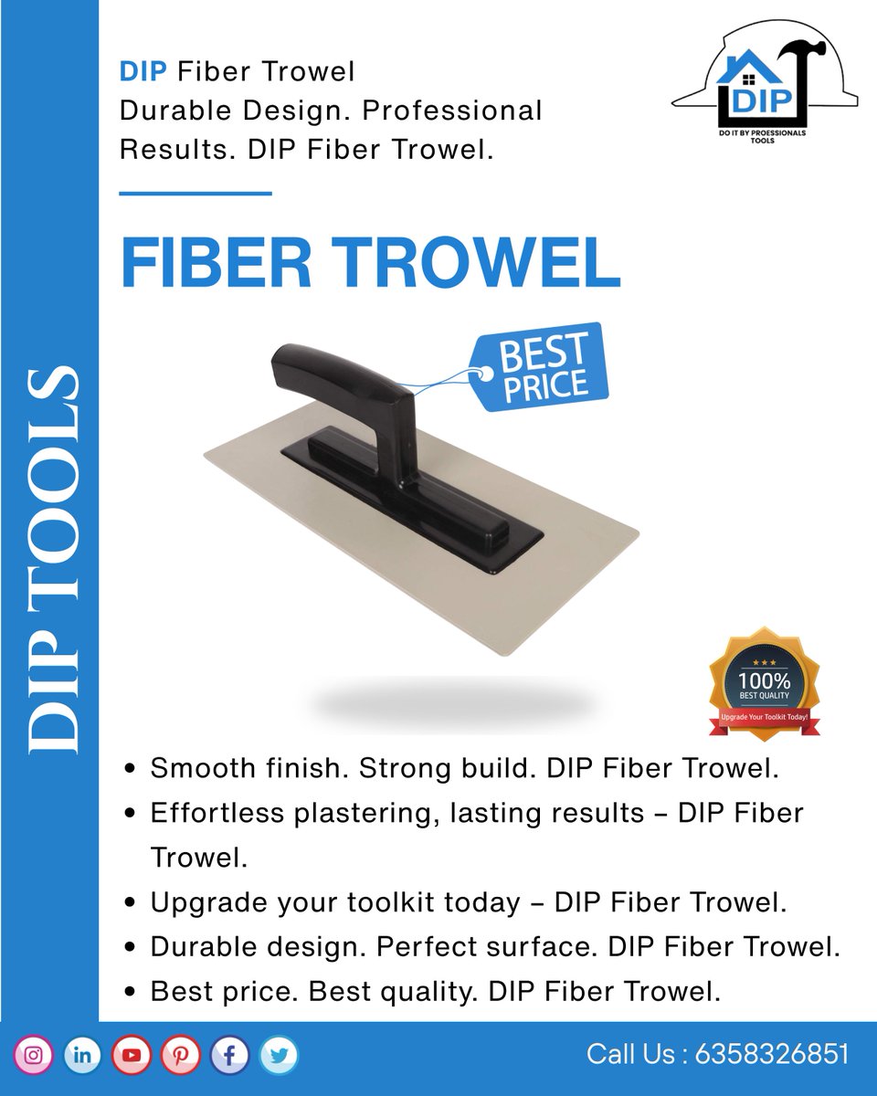 ToolsDip's tweet photo. 🔨 Smooth Finishes. Professional Results.
The DIP Fiber Trowel is designed for contractors and builders who demand precision, durability, and a flawless finish. Whether you're plastering, rendering, or smoothing surfaces, this tool delivers consistent performance on every project https://t.co/5cmWSm9Sm9