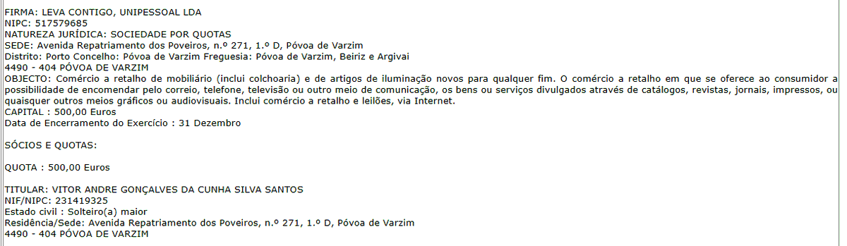 XMuttley's tweet photo. Mas esperem! 
O assunto afinal não fica por aqui. 
Na mesma morada da casa da senhora, está registada outra empresa - Leva Contigo, Unipessoal Lda - NIF 517579685 - que em três anos já leva com 116 reclamações no portal da queixa.
Mãe e filho devem estar aos despique para ver quem é que consegue enganar mais pessoas.
Esta empresa também já tem indícios de ter vendido para o Leroy Merlin, pese embora a página do "seller" esteja desativada.