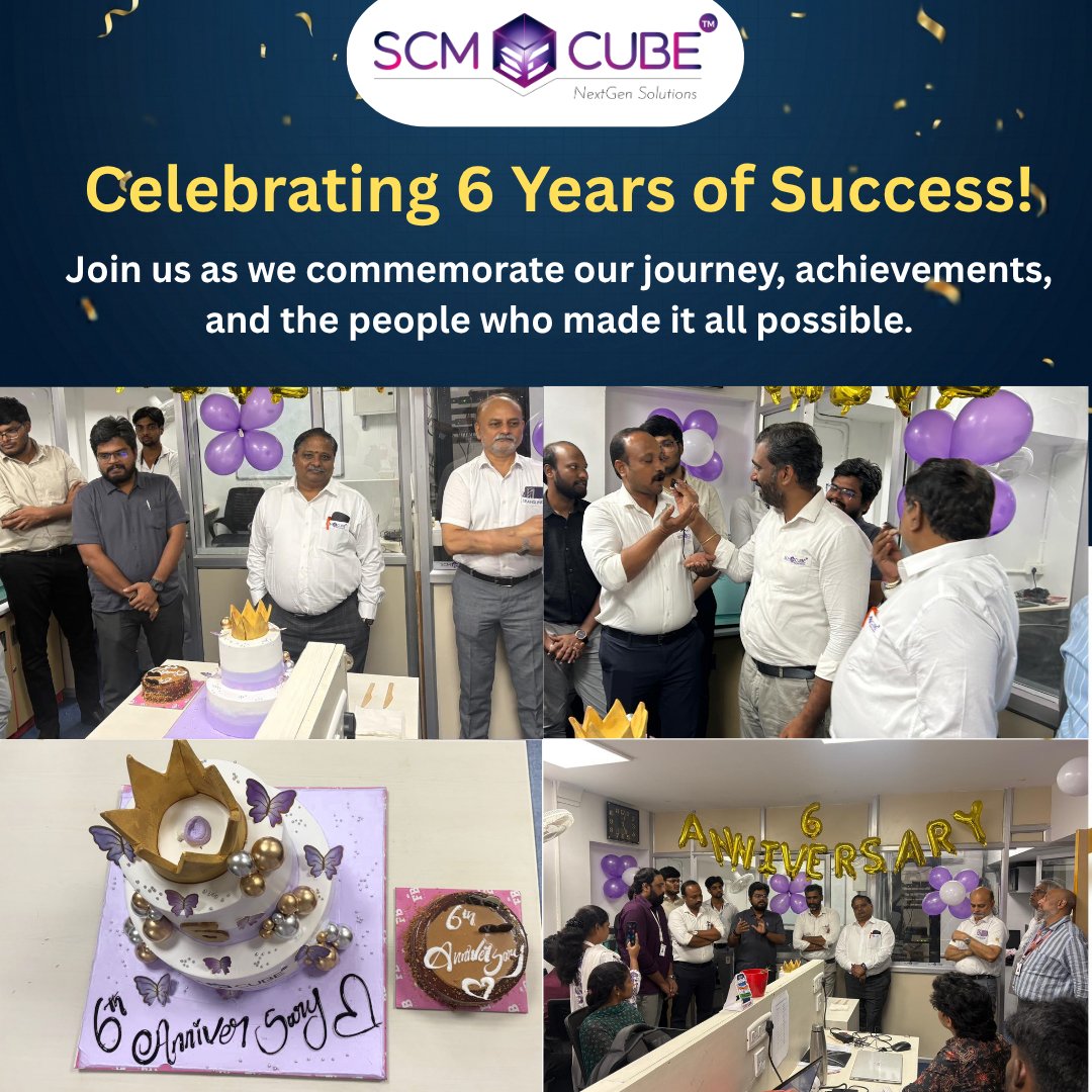 scmcube_tech's tweet photo. 🎉 We celebrated a significant milestone — SCMCUBE's 6th Anniversary! 🎉

Here's to many more years of excellence, collaboration, and success ahead! 🚀
#SCMCUBE #6thAnniversary #AnniversaryCelebration  #TeamCelebration #GrowthJourney #CustomerSuccess #NextGenSolutions https://t.co/A3mbSjwymA