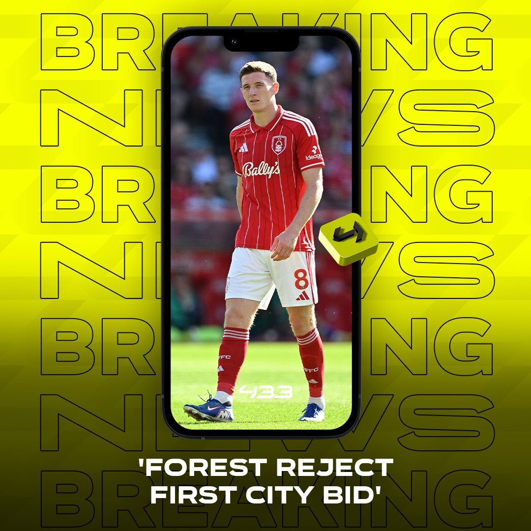433's tweet photo. 🚨 'Forest reject first bid from Man City' 🚫

Full article here:
https://t.co/utQaJkjGYA

Get the football you love. 
Get the 🆕 433 App. https://t.co/W1HzqRaCMG