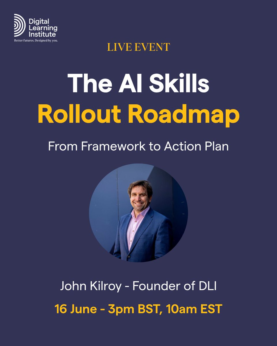 DLInstitute_'s tweet photo. Most organisations have an AI skills framework. Almost none have a confident rollout plan. 👇

📅 16 June · 3pm BST · 10am EST
🎟️ Free to attend, register now  - https://t.co/v1138IHTvL

#LearningAndDevelopment #AISkills #InstructionalDesign #DigitalLearning #LandD https://t.co/O2Q4ravC4S