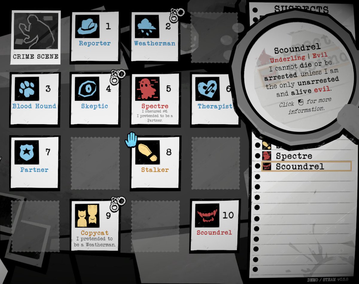 YogscastGames's tweet photo. Everyone is a suspect. Trust no one. 🔍

Dupery is a solo deduction game where you take on the role of a detective and sniff out the head of an evil syndicate.

Play the demo now on Steam! https://t.co/jIiKqeiIn1