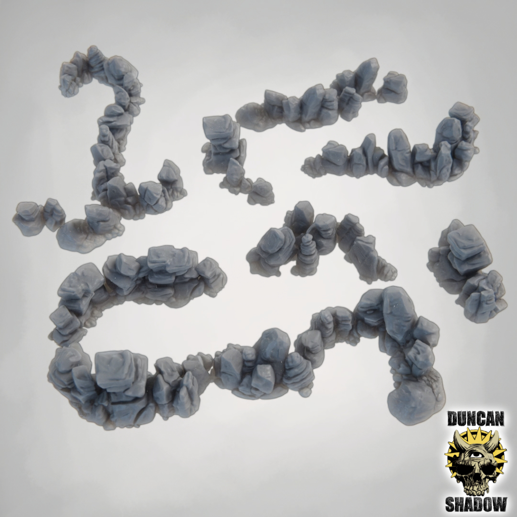 DuncanShadow's tweet photo. More Rock Terrain 
Straight outcrops and curved sections 
Plus a image showing the  pieces together creating different options
Designed as Support Free FDM friendly 

#3dprinting  #tabletopgames https://t.co/ieM2cefQ3Z