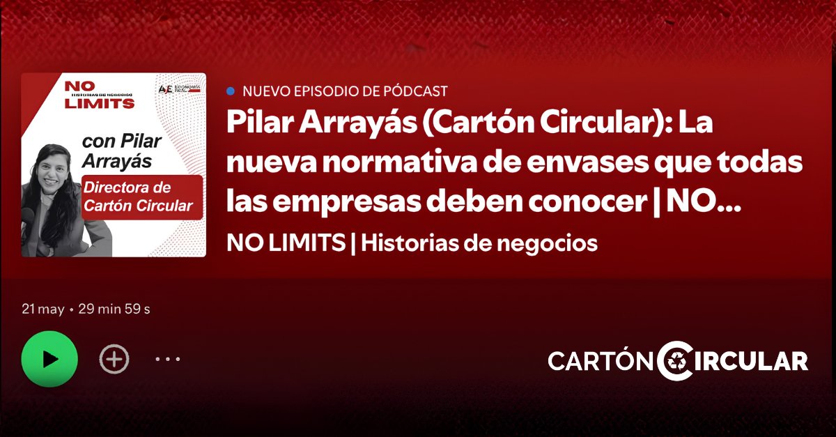 Carton_Circular's tweet photo. 🎙️ Pilar Arrayás, participa en el podcast NO LIMITS (@diarioAyE) para hablar sobre los retos del nuevo reglamento europeo de envases.
#RAP, #PPWR, #EconomíaCircular y trazabilidad, claves de una conversación imprescindible para las empresas.
https://t.co/xdjoaIkp8P https://t.co/Odj9u7PmhI
