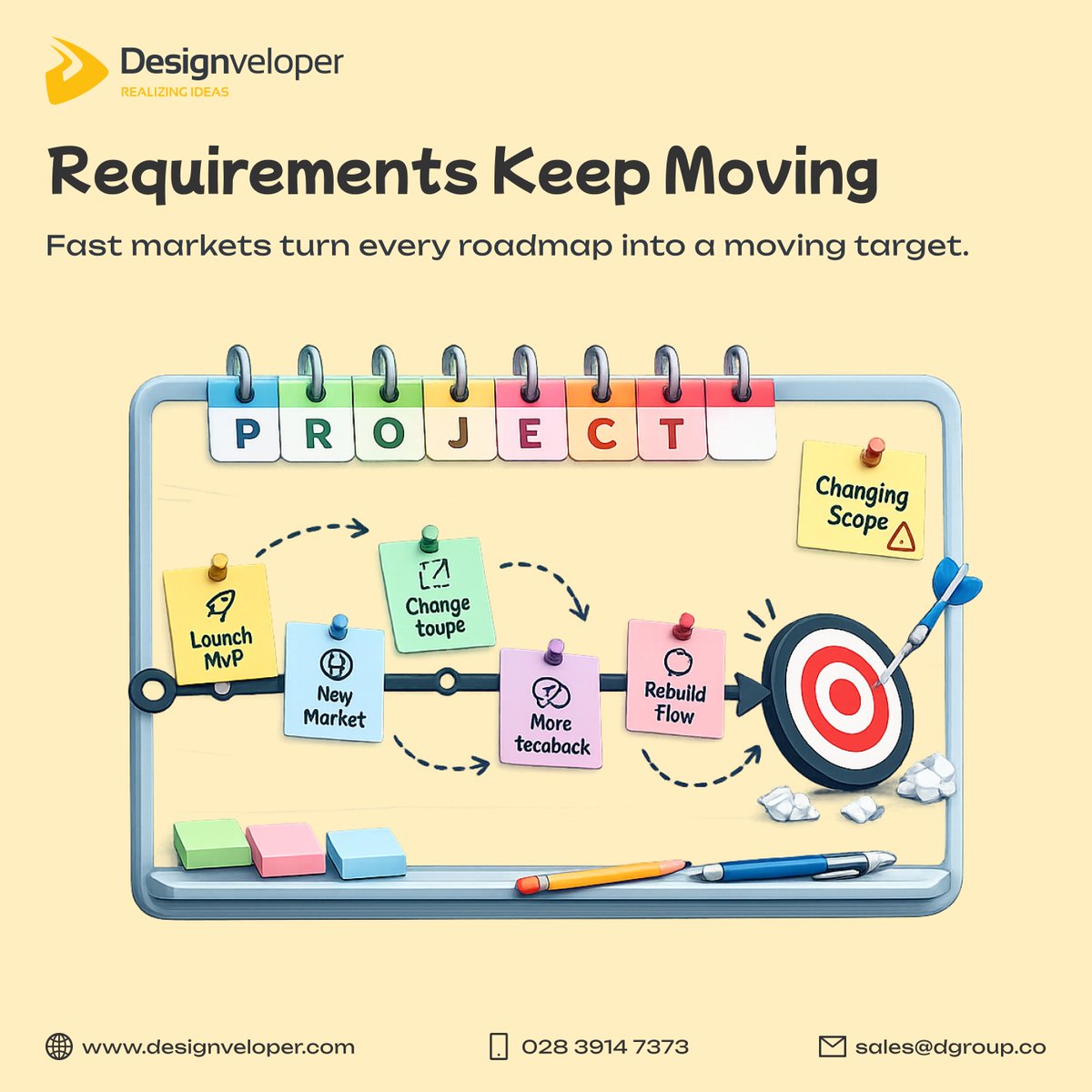 Designveloper's tweet photo. Frameworks, libraries, and AI make building software faster, but not always cheaper.

Modern products now need to be fast, secure, scalable, user-friendly, multi-platform, and ready to adapt when the market changes.

In this carousel, Designveloper breaks down 6 reasons software development keeps getting more expensive.

#Microsoft #MastersOfTheUniverse