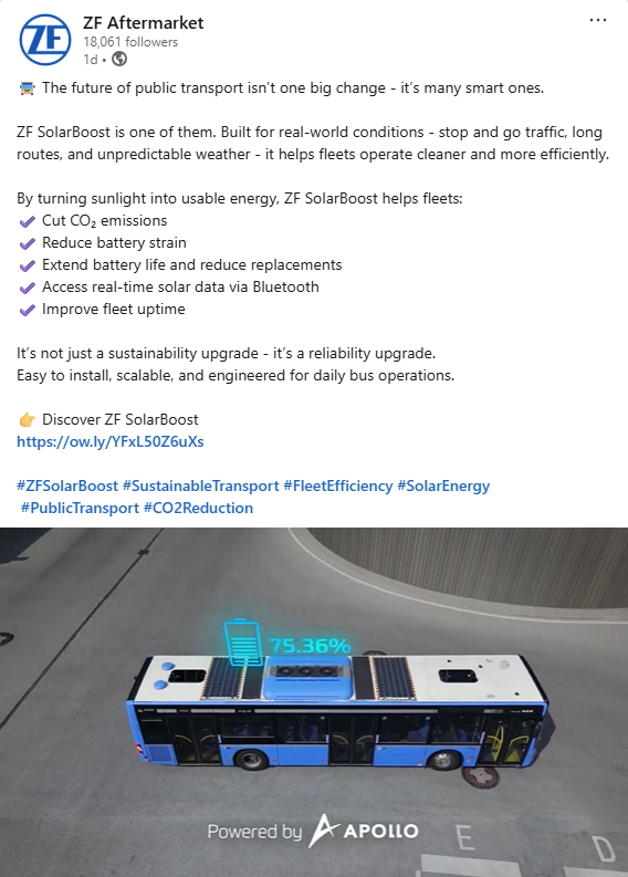 apollo_power_'s tweet photo. Here we go!
ZF Solar Boost powered by Apollo ☀️
@ZF_Group 
#LightweightSolar #FlexibleSolar #SolaronMotion #FuelSavings #CutEmissions https://t.co/bbHe8Z0clg