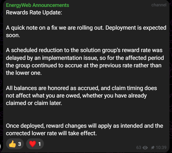 EnergyWebChain's tweet photo. a $30k mistake because admins didn't report it when the community reported it, and dev didn't check his own implementation, gg https://t.co/lv9yRwAnbP