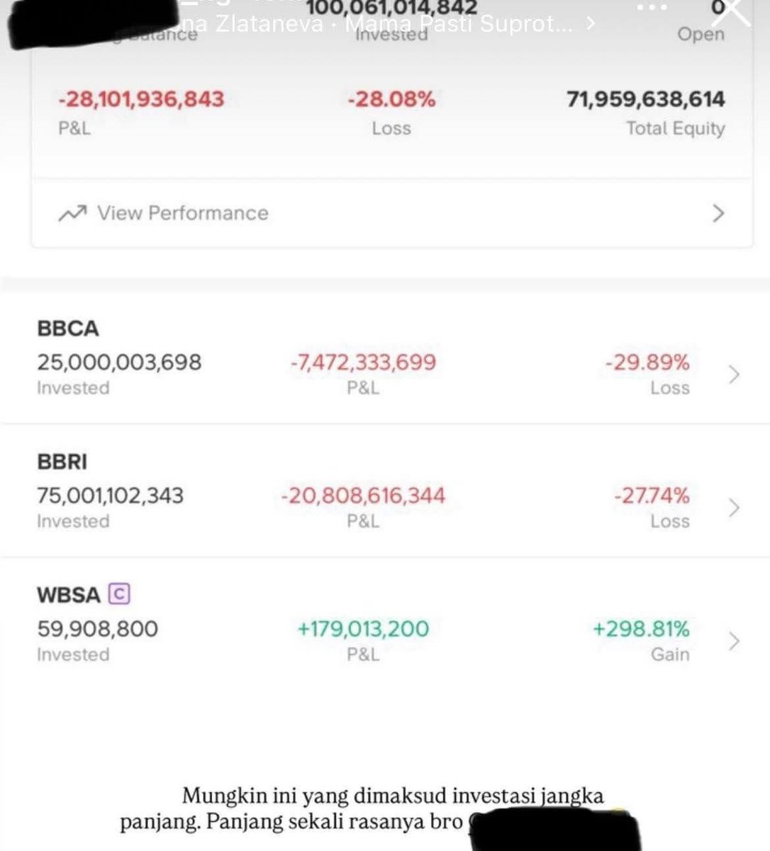LambeSahamjja's tweet photo. jika porto mu lagi merah 
tenang saja ada yang lebih parah nih 
minus 28 miliar no omon omon
cuma pegang dua saham BBRI dan BBCA
kayaknya pegang BBCA di 7000 an
BBRI 4000 an nih https://t.co/18UJJxN5wu