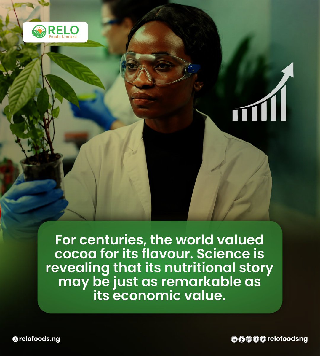 relofoods's tweet photo. For centuries, cocoa was valued for its flavour.

Today, science continues to uncover a deeper nutritional story behind one of the world's most important crops.

The future of cocoa isn't just about production. It's about understanding and preserving its full value. https://t.co/nvVjkW92a4