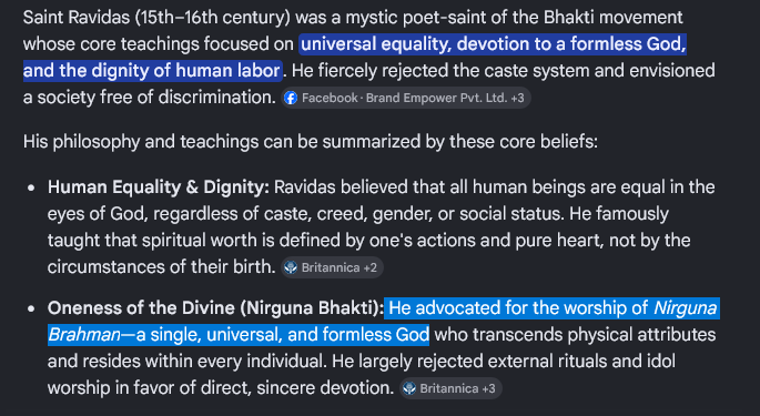 DrRavenwin95421's tweet photo. Saint Ravidas advocated for a formless god, which goes against Buddhist doctrine of non creationism.
I suggest ravidassias who have faith in Buddhism to reinterpret Saint ravidas's teachings into another version 1st that's consistent with dependent origination. https://t.co/GeiGOXWk0r