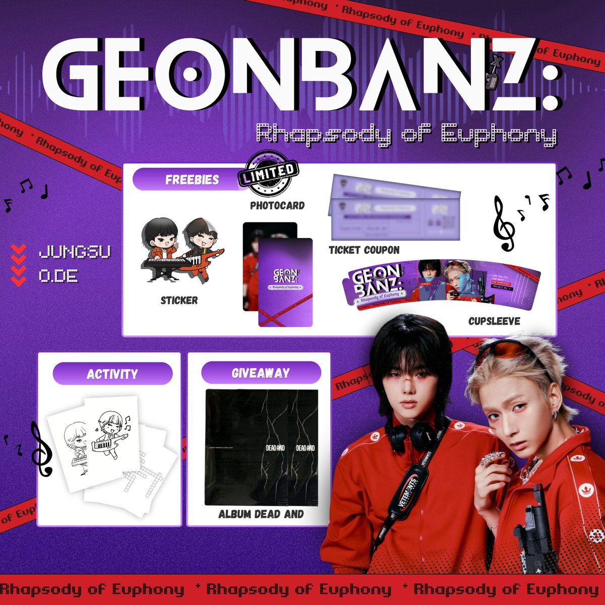 ANARCHODES's tweet photo. 🐱🦊 JUNGSU &amp; ODE BIRTHDAY CAFE EVENT BY @JDEEZIP 🐱🦊

GEONBANZ: RHAPSODY OF EUPHONY

🗓️ June 20th - 28th
📍 Sabaai Coffee, Bogor

✔ Free entry
✔ Get freebies
✔ Join fun activities
✔ Follow giveaway

#EuphonyOfGeonbanz https://t.co/ufL8mTsegz