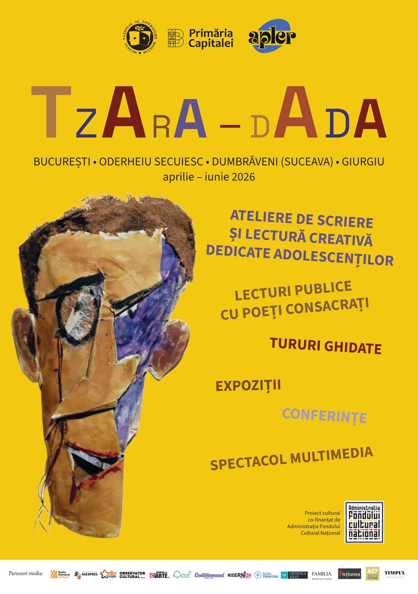 MNLR65's tweet photo. APLER, în parteneriat cu MMNLR, prezintă, între 3-7 iunie 2026, la Cafeneaua DaDa din cadrul Salonului Internațional de Carte- Bookfest 2026 (Romexpo, Pavilionul B2), proiectul TZARA DADA.
Detalii, aici: https://t.co/XIbRQXsZ9E https://t.co/QZqBVqn779