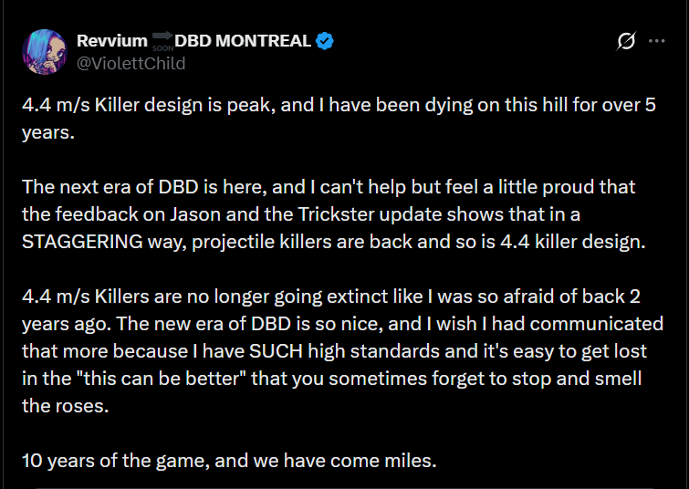 Leachy_Jr's tweet photo. The Trickster mains are going insane somebody please make their killer 4.6m/s so they stop gaslighting themselves https://t.co/28E8IndUyN