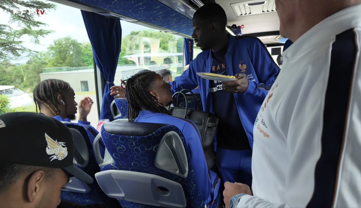 mo17se's tweet photo. the silly part of this being dembouz putting his birkin on michael’s lap so he could dap up bradley and michael just didn’t seem to mind at all, waited patiently til dembouz could take his bag with him to his spot in the bus 😭 https://t.co/HfbO0ROusU