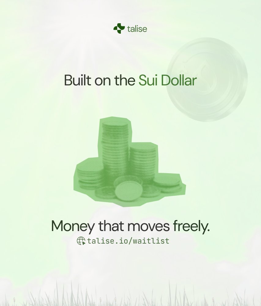 taliseio's tweet photo. Talise let's your money move freely, across borders.

Built on the #Sui dollar, payments cost $0 transfer fees, transactions settle in under a second, money that moves freely.

Join the waitlist: https://t.co/4XdfDqGsjk https://t.co/OvYgWkWgul