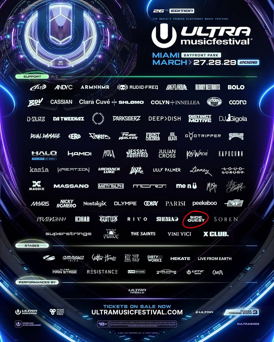 sidequestdj's tweet photo. WE ARE PLAYING ULTRA MIAMI!!! I can't even believe we are even typing this right now. Last year we were in the crowd watching Hedex go crazy at the World Wide Stage. We knew in that moment we had to do whatever it took to get there. A year and 200 sh... https://t.co/IZTz5dQh08