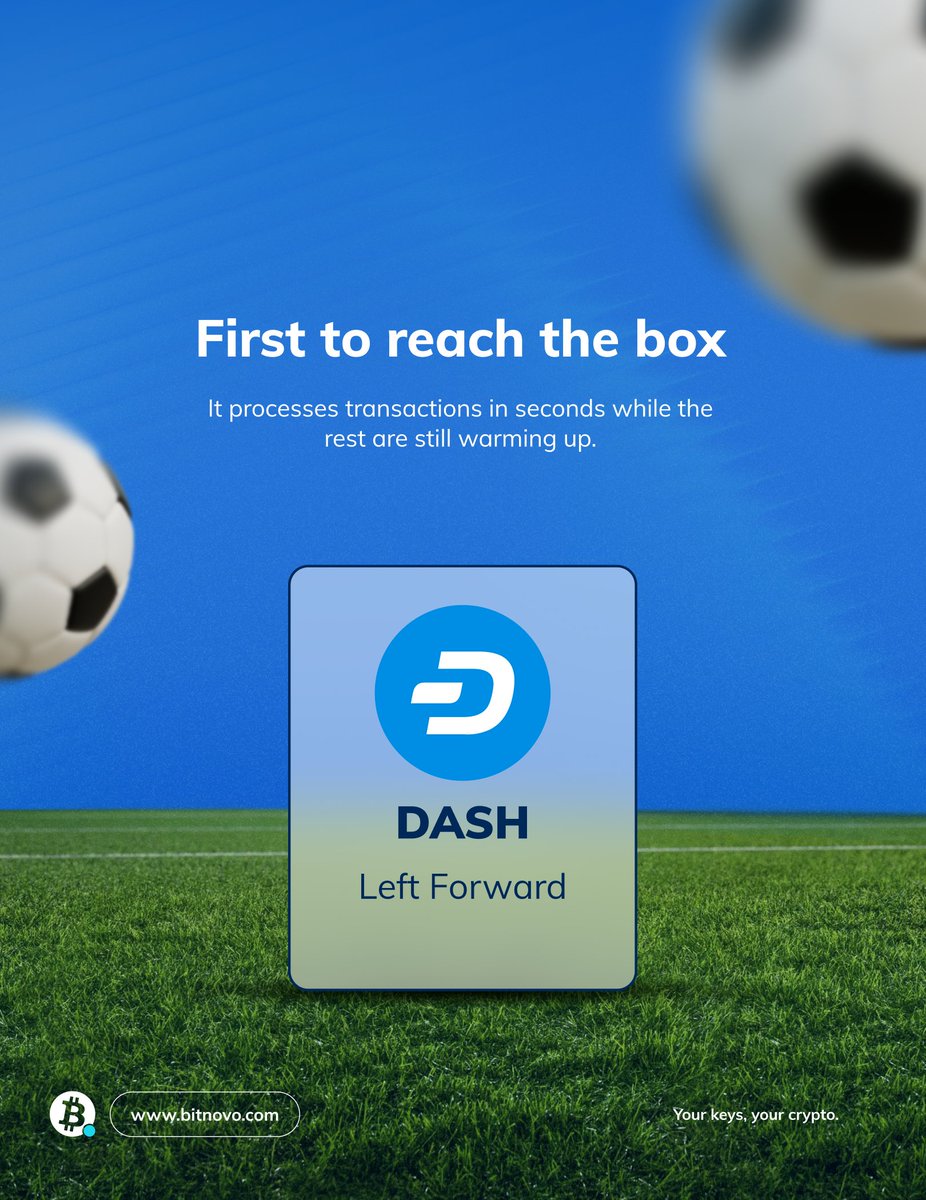 bitnovo's tweet photo. Every transfer window brings new names.

BTC never left the starting eleven. DASH and XLM have been through crashes, cycles and every market panic you can name.

That’s why they’re up front.

#Bitnovo #BitnovoWallet #BTC #Bitcoin #DASH #XLM https://t.co/p4R3lrkx11