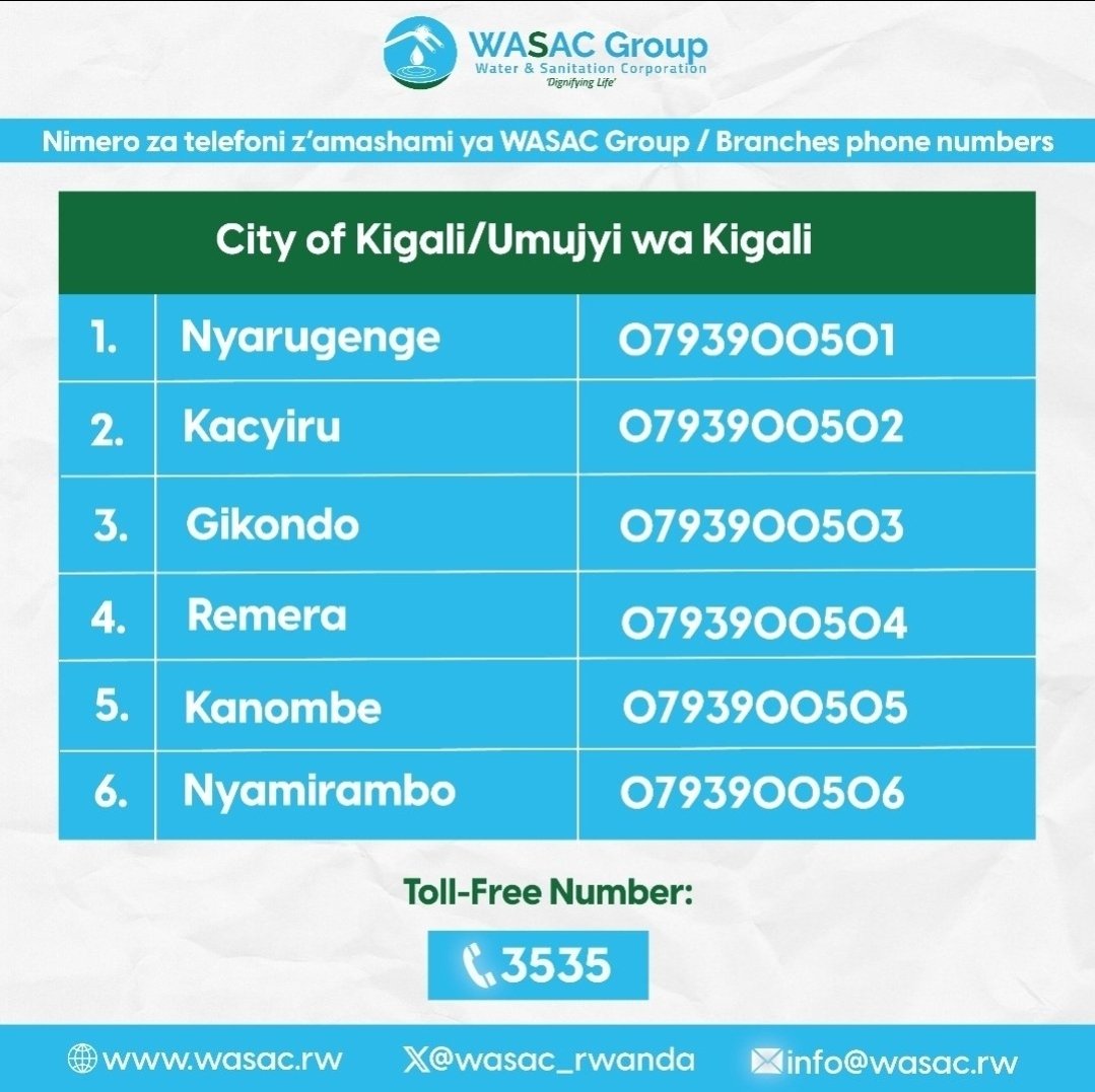wasac_rwanda's tweet photo. @frida_laica Dear Frida, urakoze kutugezaho ikibazo mufite. Tugiye kubikurikirana. Wanavugana n'ishami rya Remera bakagufasha.Urakoze https://t.co/vhhBwlPWtL
